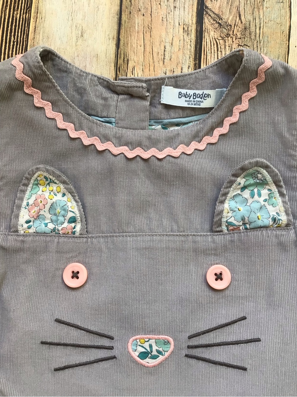 Mini Boden Corduroy Mouse Pinnie Dress - Picture 4 of 4